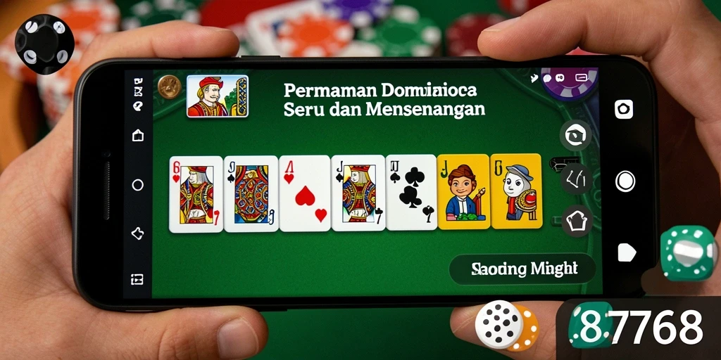 Screenshot 8768 menunjukkan gameplay domino yang seru dan kompetitif.