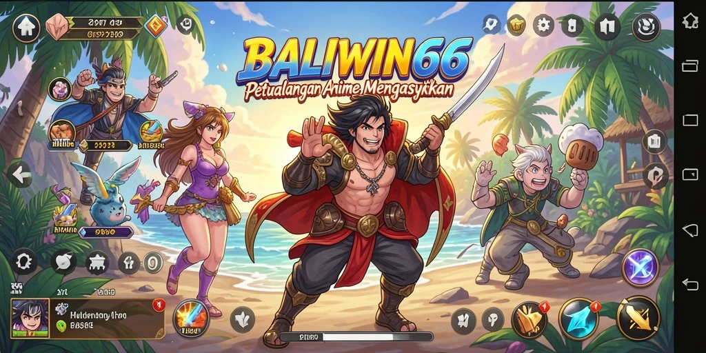 Tampilan gameplay menarik dari BALIWIN66 dengan karakter anime.
