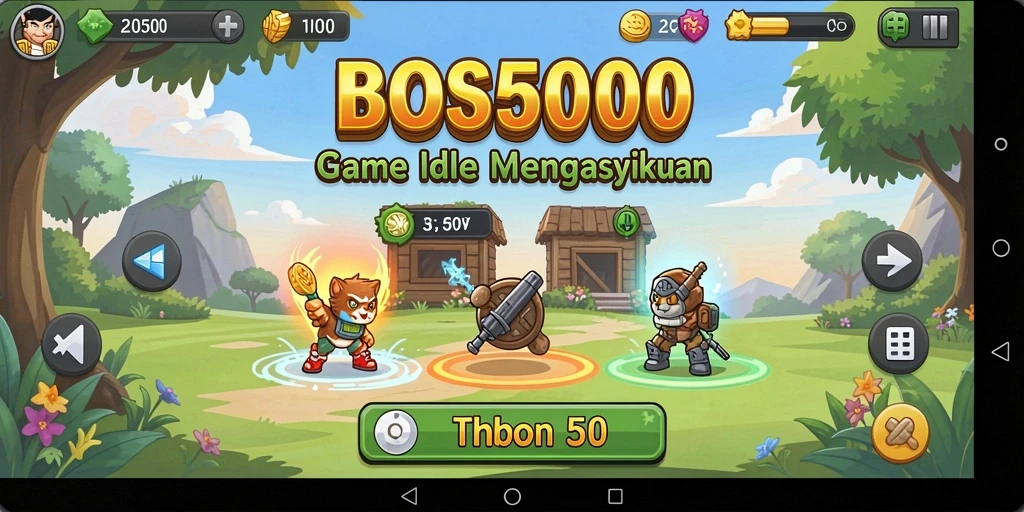 Tampilan gameplay dari BOS5000 yang menawan dan adiktif.