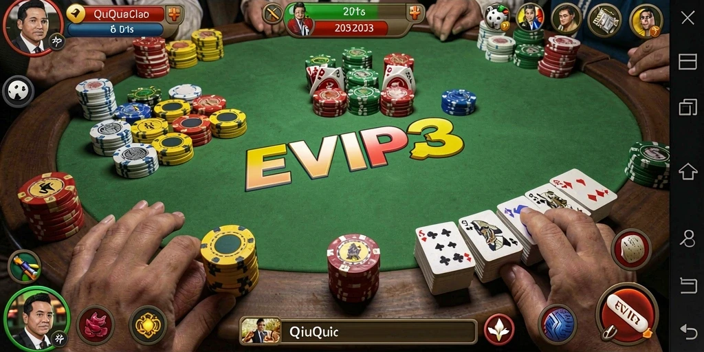 Tampilan gameplay seru game QiuQiu EVIP3.