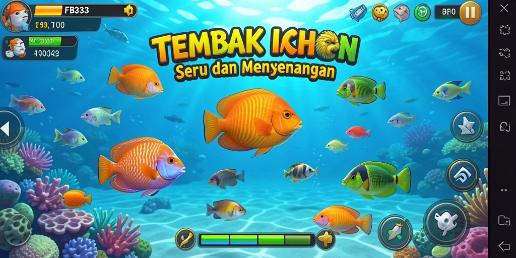 Screenshot gameplay FB333 yang menampilkan aksi seru bertembak ikan.