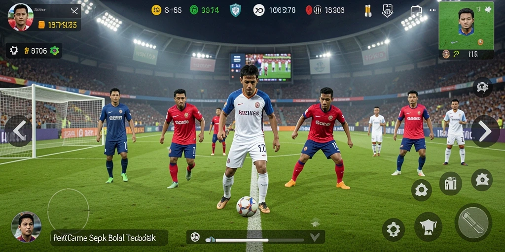 Screenshot HOKI65 menampilkan pemain beraksi dalam pertandingan sepak bola yang dinamis.
