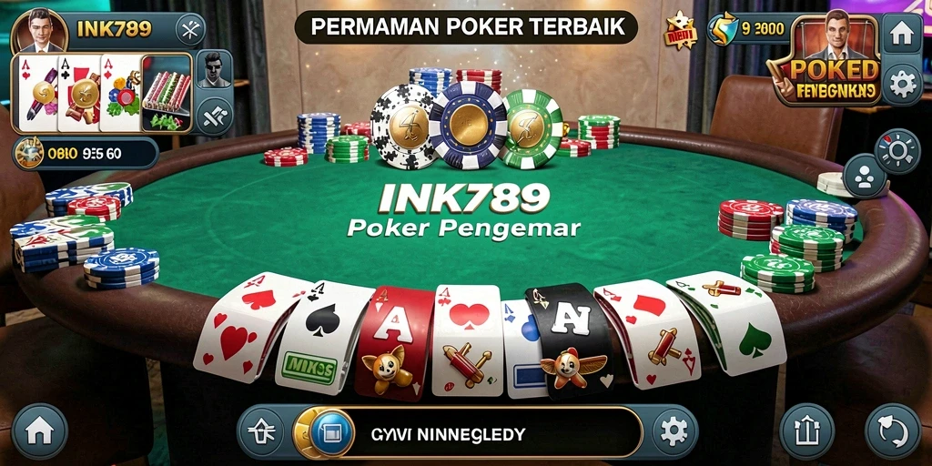 Tampilan layar permainan Poker yang mendebarkan di INK789.