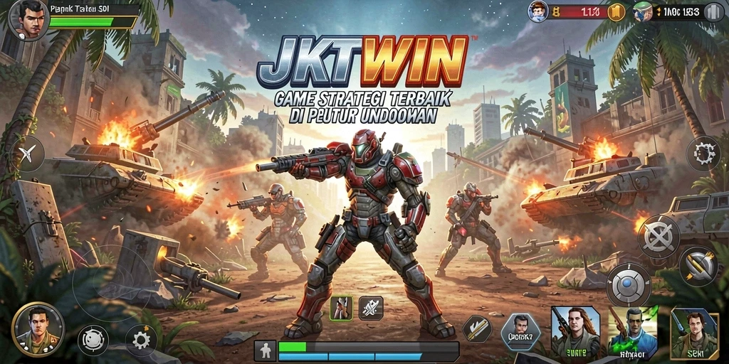 Screenshot gameplay JKTWIN menunjukkan pertempuran strategis dan pengelolaan sumber daya.