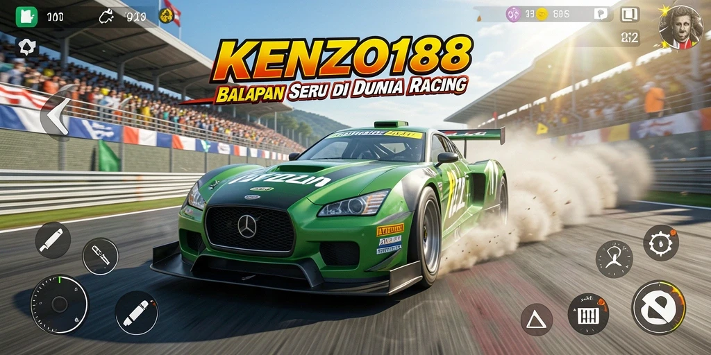 Tampilan gameplay seru dengan mobil balap cepat.