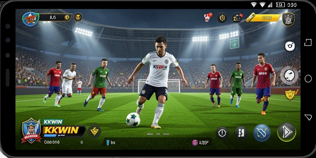 Tampilan gameplay <strong>KKWIN</strong> yang menakjubkan dalam aksi lapangan sepak bola.