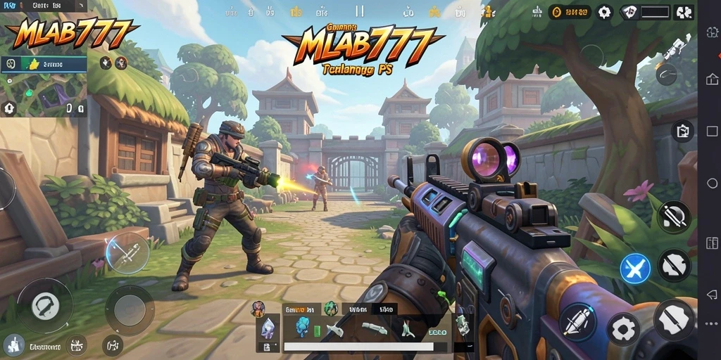 Tangkapan layar gameplay MLBB777 dengan aksi tembak-menembak yang intens.