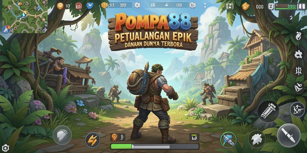Screenshot POMPA88 menunjukkan dunia terbuka yang menakjubkan dan penuh petualangan.