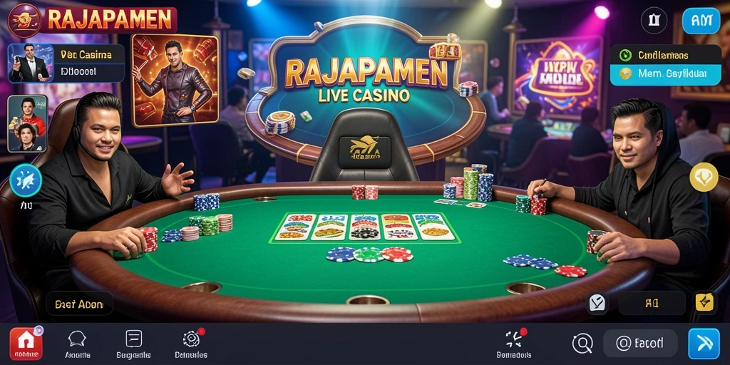 Screenshot gameplay RAJAPAMEN memperlihatkan suasana Live Casino yang mendebarkan.