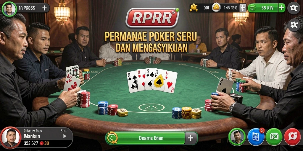 Screenshot gameplay RPRR menampilkan aksi poker yang seru.