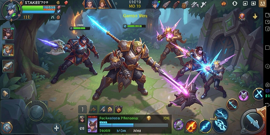 Screenshot gameplay STAKE779 dengan aksi pertempuran tim yang seru.