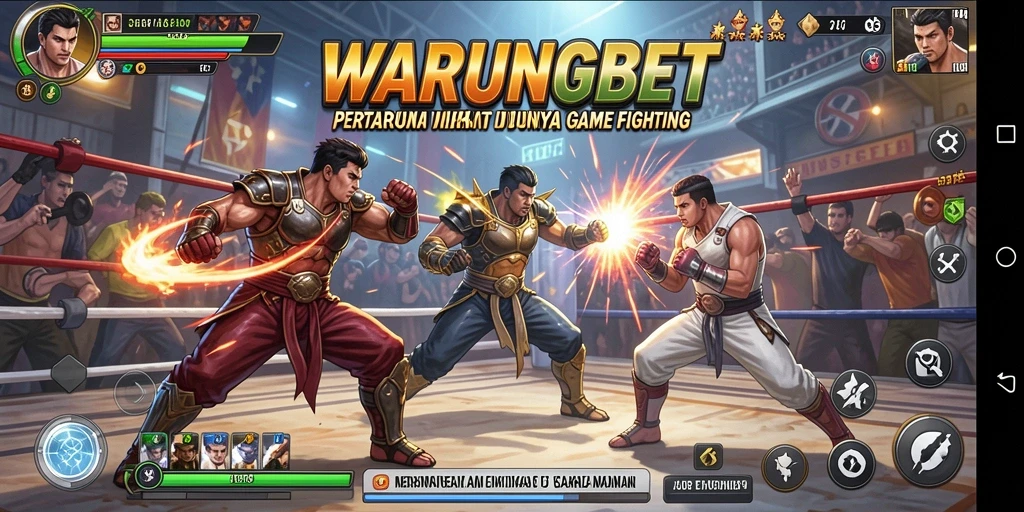 Screenshot gameplay yang menampilkan aksi bertarung yang intens di WARUNGBET.