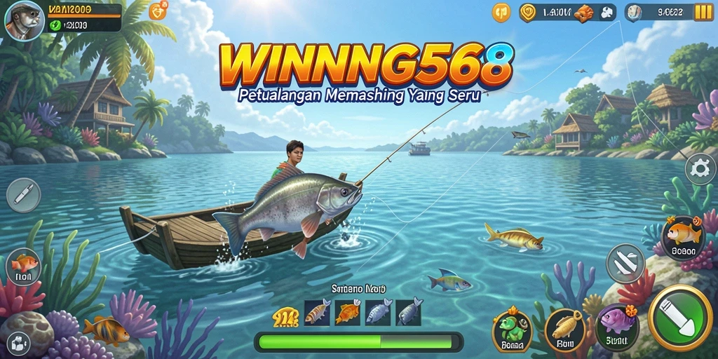 Tampilan gameplay WINNING568 yang menegangkan saat menangkap ikan.